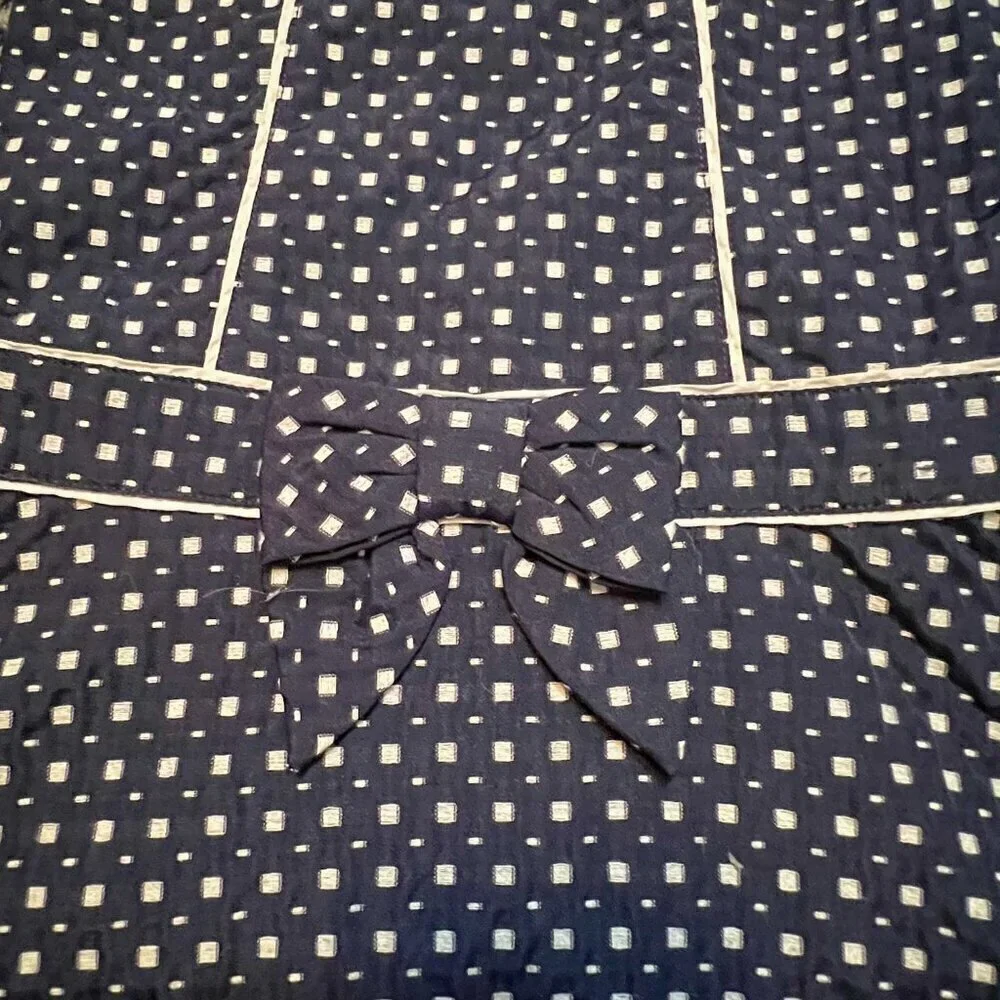 Janie and Jack Navy Dot Check Drop Waist Bow English Dress Size 2T